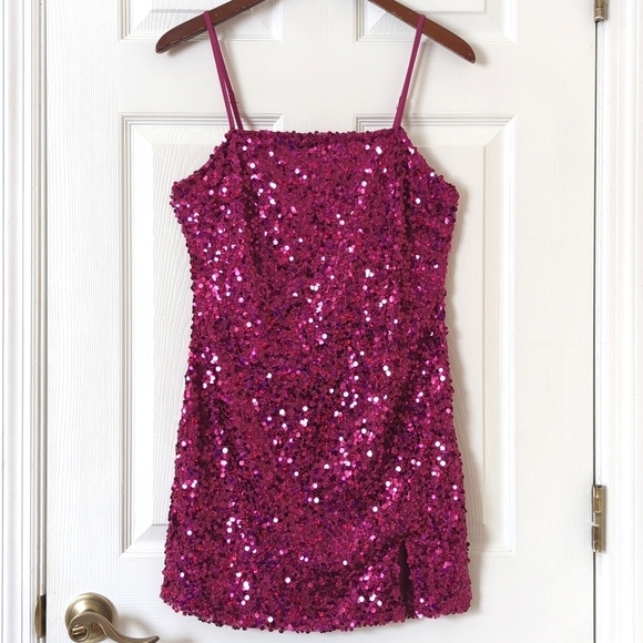wild fable Dresses & Skirts - Wild Fable Sequined Sleeveless Lace Up Back Mini Party Dress Magenta Pink Medium